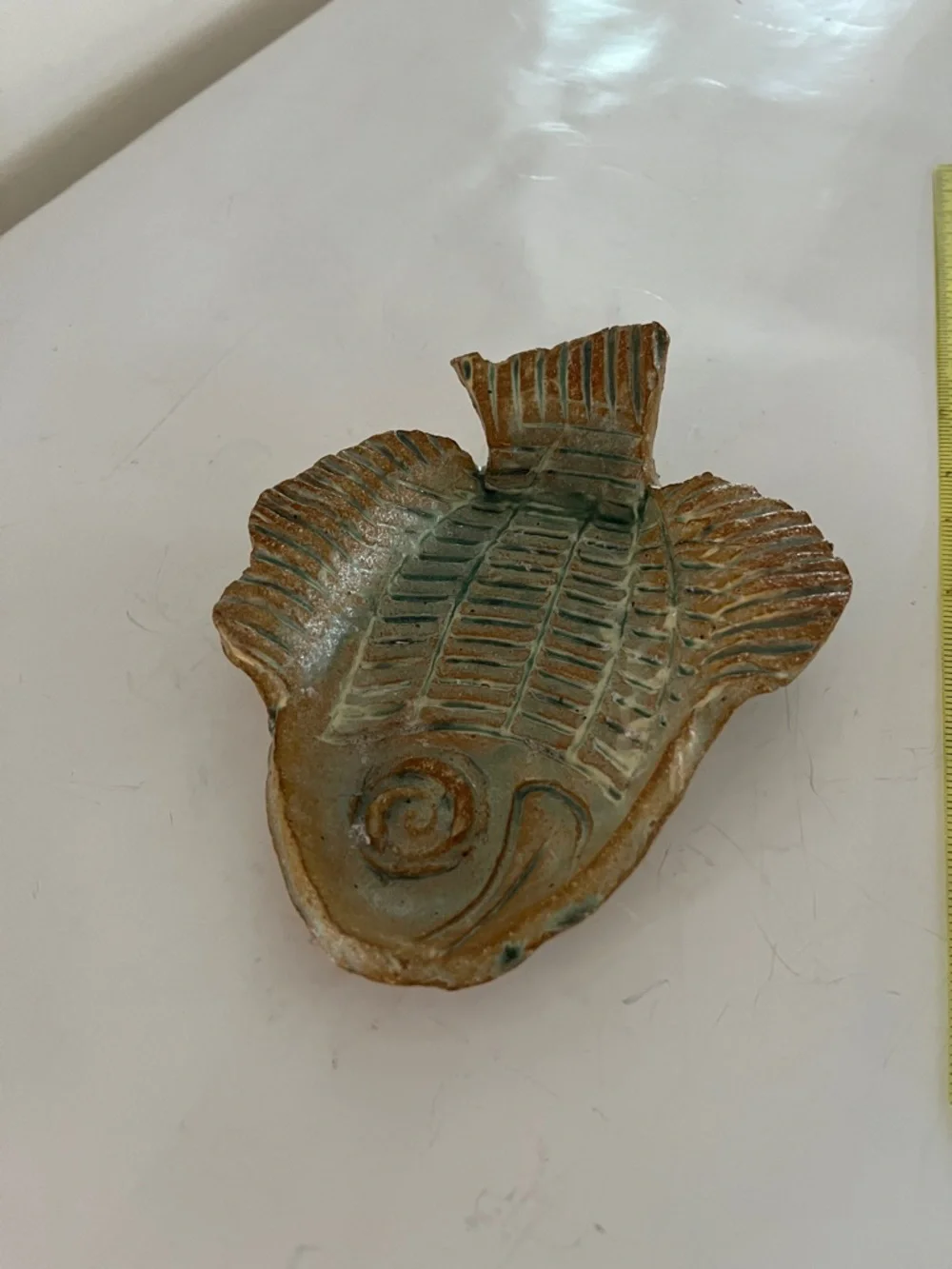 Hand thrown pottery fish dish